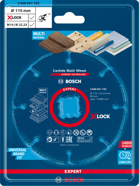 Bosch 2608901192 EXPERT X-LOCK Doorslijpschijf Carbide Multi Wheel 115mm - Detailed view of the product
