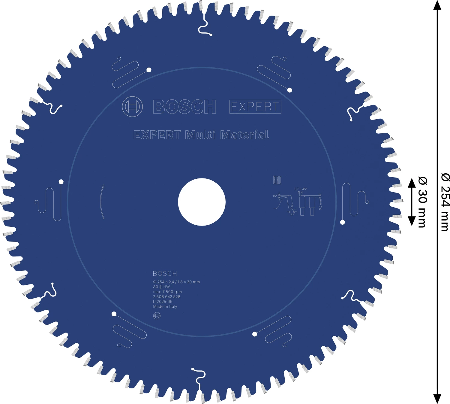 Bosch 2608642528 Expert Cirkelzaagblad - 254 X 30 X 80T - Hout / Epoxy / Aluminium / Kunststof thumbnail 4