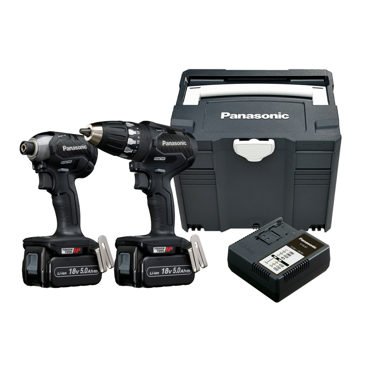 Panasonic EYC231LJ2G 18V Li-Ion accu boor-/schroefmachine (EY74A3X) & slagschroevendraaier (EY76A1X) combiset (2x 5.0Ah accu) in systainer