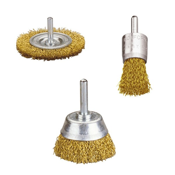 Wolfcraft 2739000 3-delige Draadborstelset - Messing