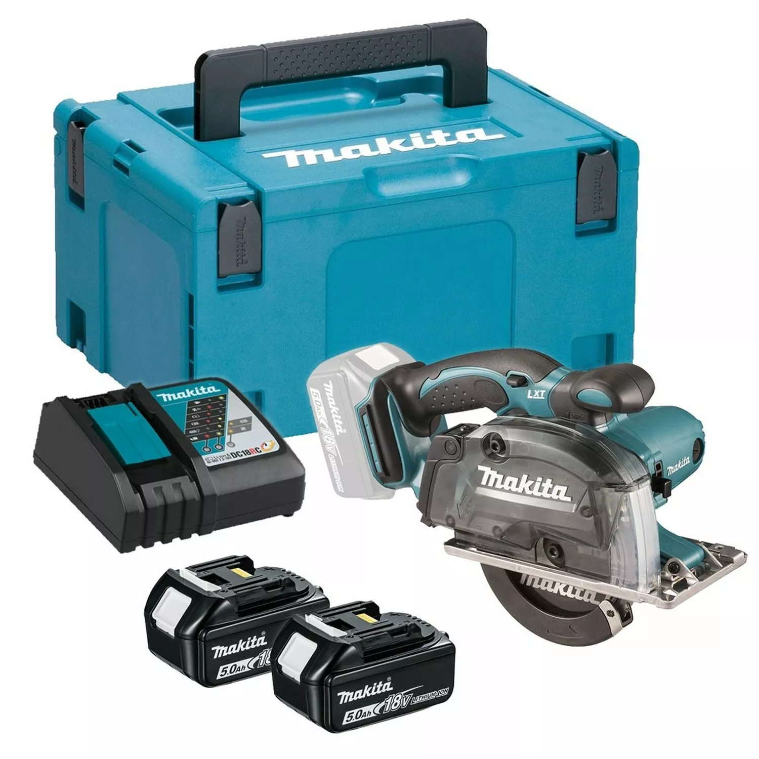 Makita DCS552RTJ 18V Li-Ion Accu Metaalcirkelzaag Set (2x 5.0Ah Accu) In Mbox - 136mm
