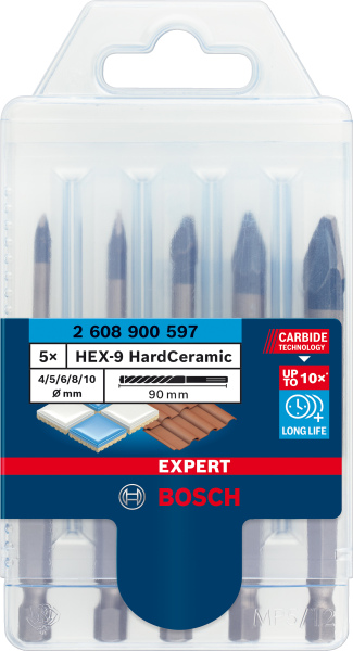 Bosch 2608900597 5-delige HardCeramic HEX-9 Borenset - 4/5/6/8/10mm - Detailed view of the product