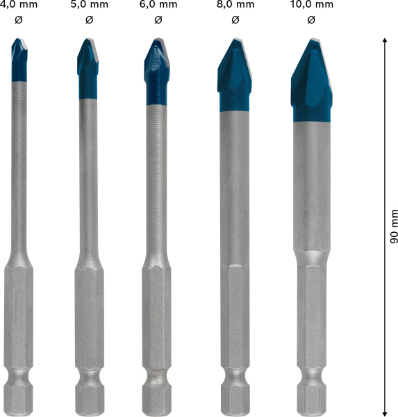 Bosch 2608900597 5-delige HardCeramic HEX-9 Borenset - 4/5/6/8/10mm - Detailed view of the product