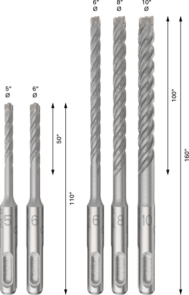 Bosch 2608833910 PRO Hamerboorset SDS Plus-5X - 5/6/6/8/10mm (5 Stuks) - Detailed view of the product