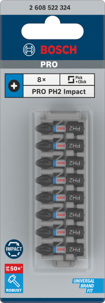 Bosch 2608522324 Impact Bits - PH2 X 25mm (8st) - Detailed view of the product