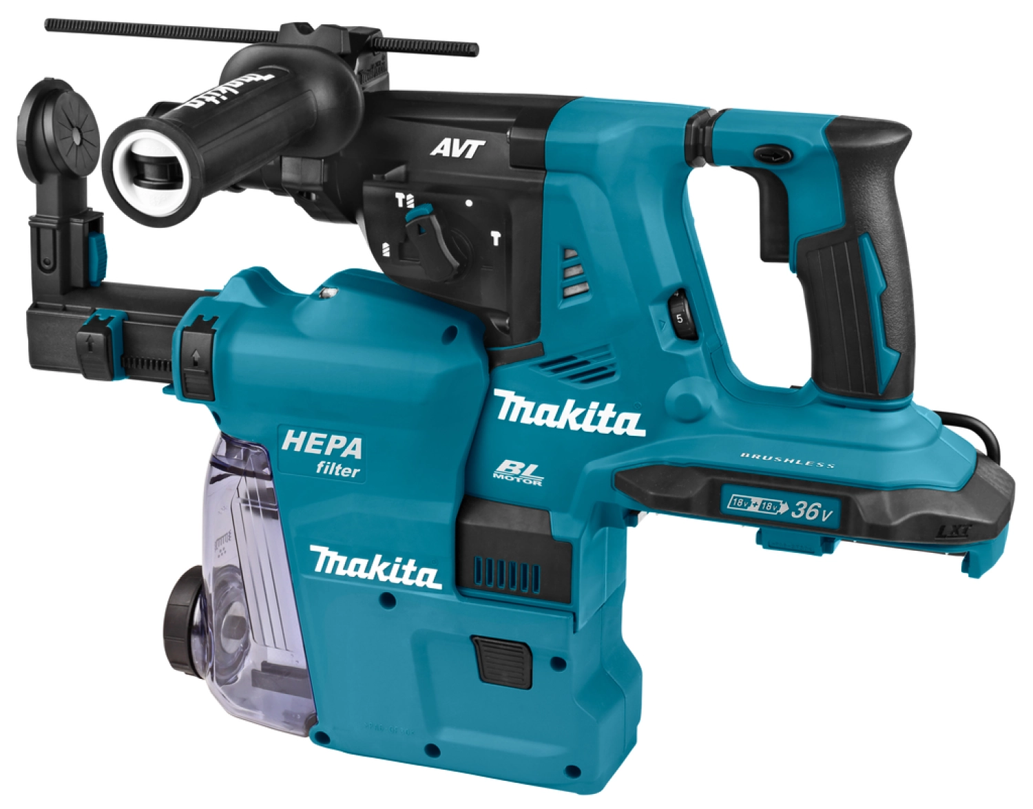 Makita - DHR283ZWJU - 2x 18V - accu - SDS-PLUS boor- en combihamer - stofafzuiging - in Mbox - zonder accu`s en lader