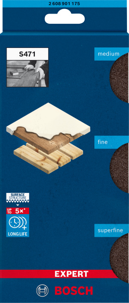 Bosch 2608901175 EXPERT 3-delige Schuursponzenset S471, Best For Flats&Edges, 69 X 97 X 26mm - Detailed view of the product