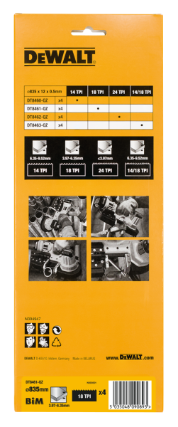 DeWALT DT8461 Bandzaagblad Voor DCS371 - 835 X 12 X 18TPI (4st) - Detailed view of the product