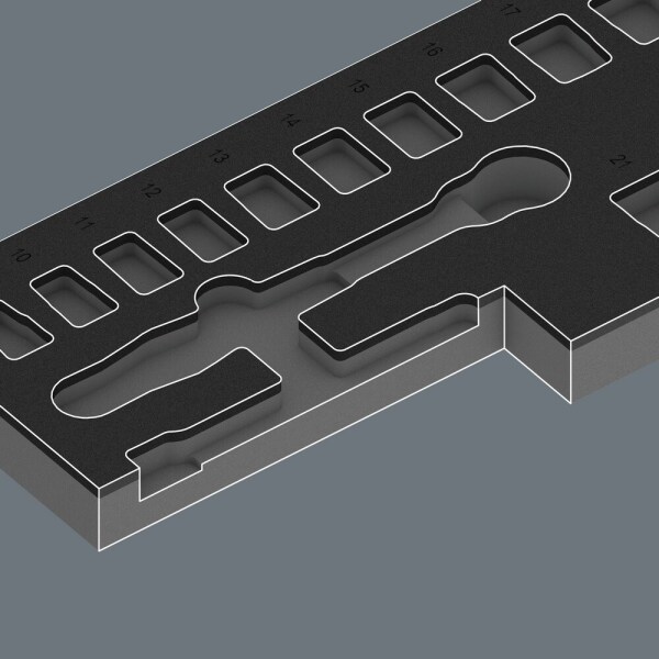 Wera 05150114001 16-delige 9724 8010 B Zyklop Comfort Ratel- En Doppenset In Foam Inlay - 3/8" - Detailed view of the product