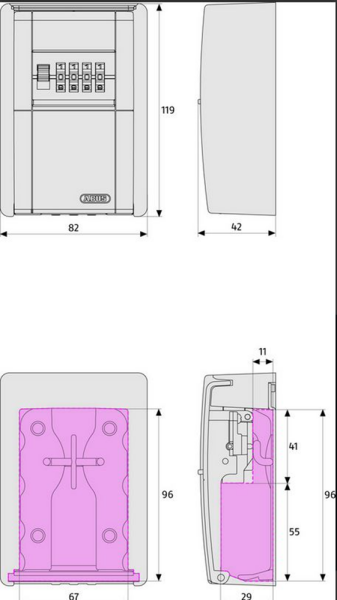 Abus ABU787C Wand Sleutelkluis - Cijfercombinatie - Detailed view of the product