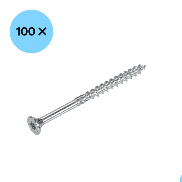 DynaPlus 0281.01.51001 Constructieschroef - TX30 - 6.0 X 140/70mm - Platkop - Deeldraad - Verzinkt (100st) - Detailed view of the product