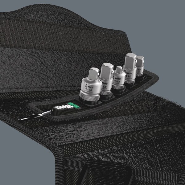 Wera 05042680001 6-delige 781/5 Set 1 Adapterset In Riem - 1/4"+ 3/8"+ 1/2" - Detailed view of the product