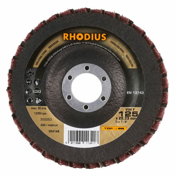 Rhodius 304146 VSK F TOPline Lll Lamellenslijpschijf 125x22,23 (10 St) K80 / Medium - Detailed view of the product