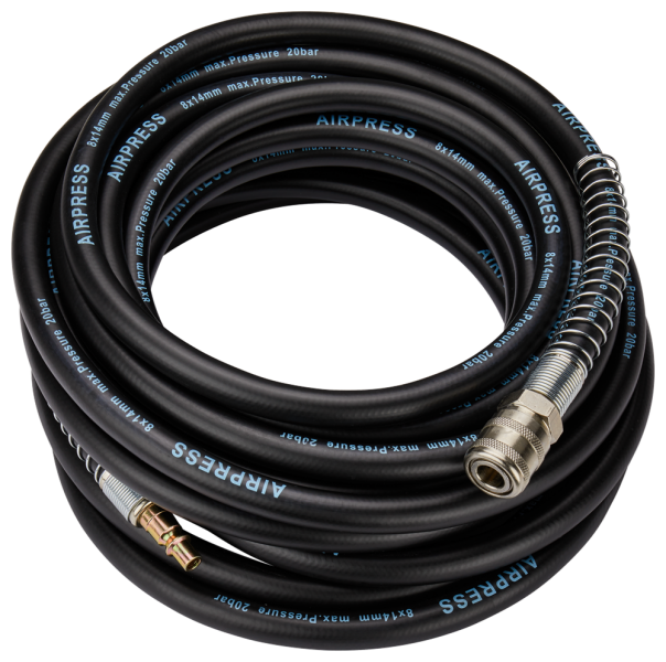 Airpress Luchtslang 20 Bar - 1/4"- 10m - 14x8mm - Incl Nippels - Detailed view of the product