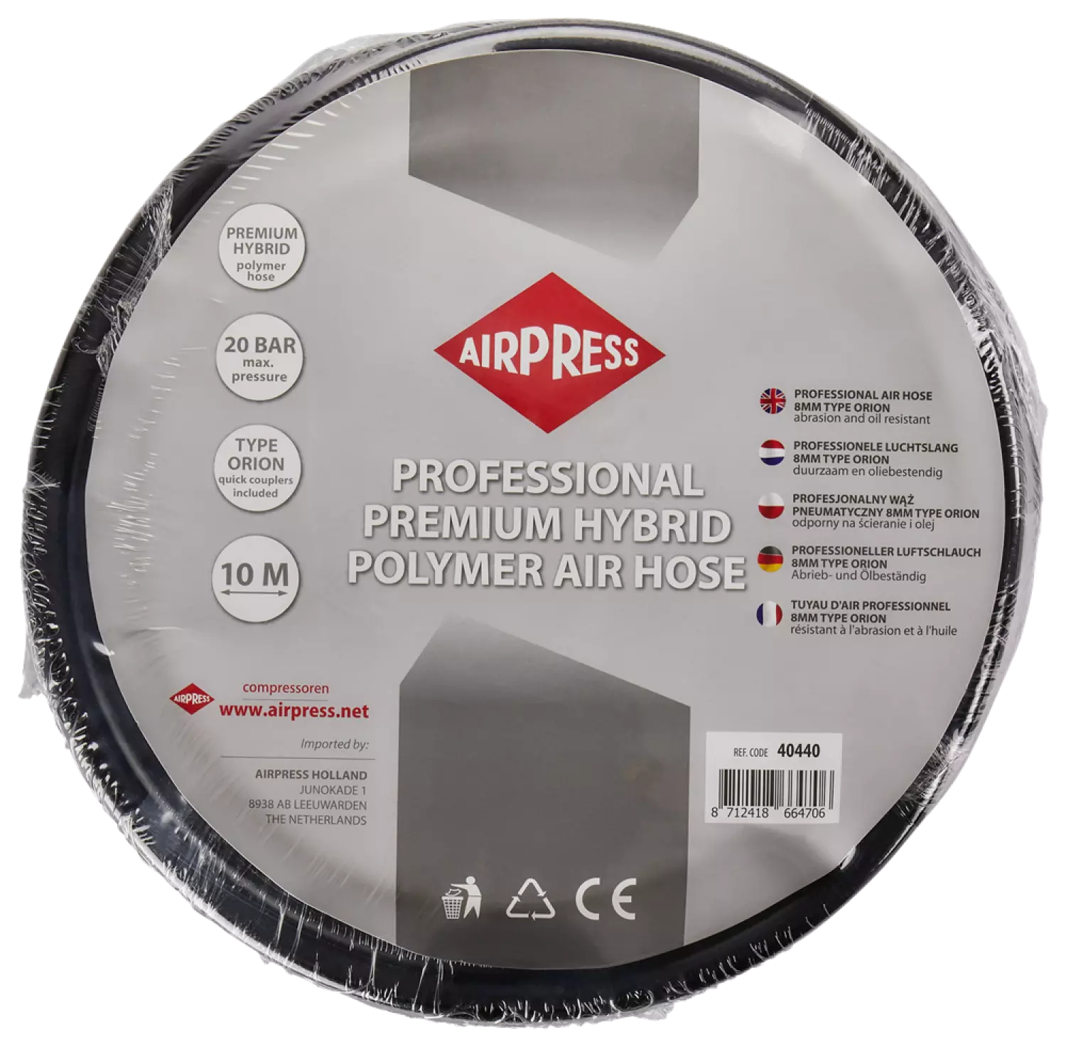 Airpress Luchtslang 20 Bar - 1/4"- 10m - 14x8mm - Incl Nippels thumbnail 3