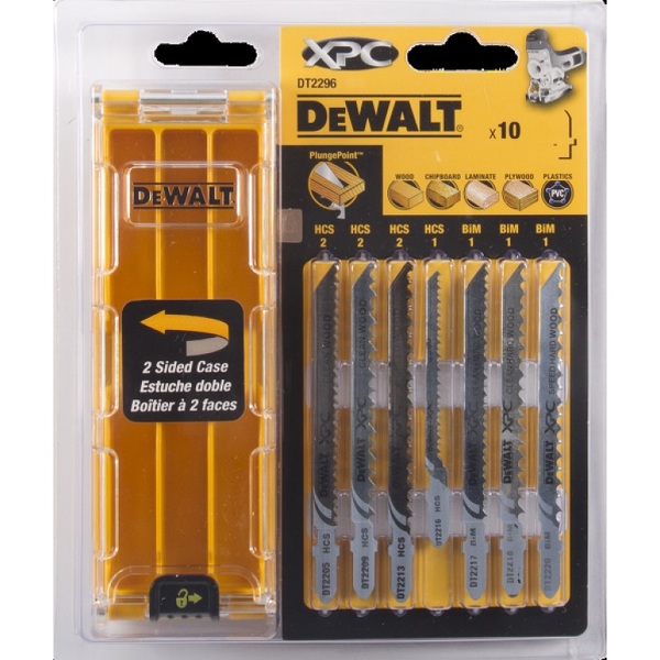 DeWALT DT2296 10 Delig Decoupeerzaagblad Set XPC In Cassette - Hout / Kunststof / Laminaat EAN: 5035048075142