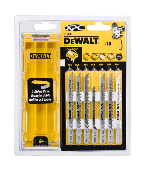 DeWALT DT2296 10 Delig Decoupeerzaagblad Set XPC In Cassette - Hout / Kunststof / Laminaat - Detailed view of the product