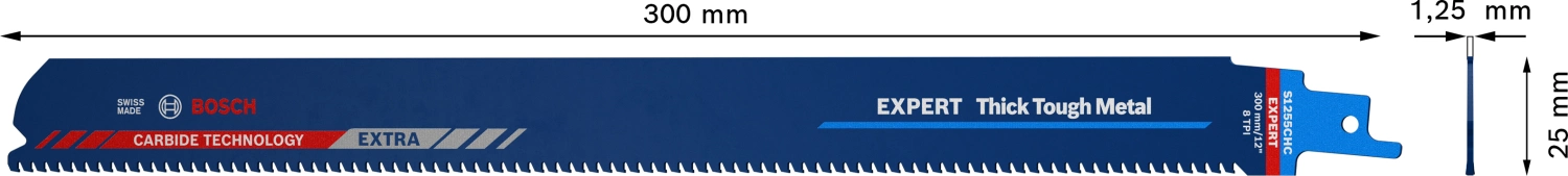 Bosch EXPERT S1255CHC Thick Tough Metal Reciprozaagblad - 250mm - Metaal (10st) thumbnail 4