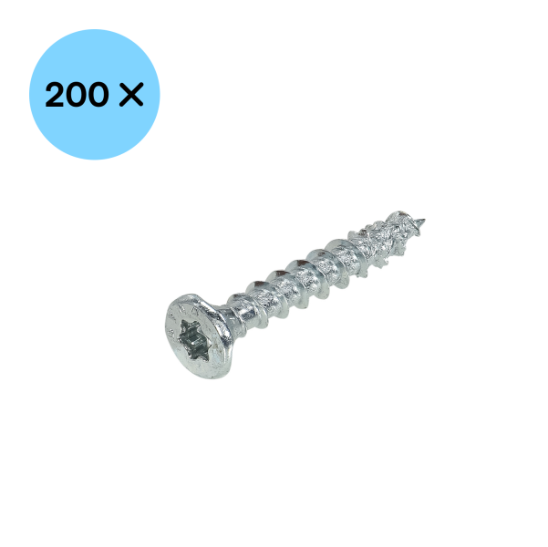 DynaPlus 0281.01.25101 Unischroef - TX20 - 4.0 X 25mm - Platkop - Voldraad - Verzinkt (200st) - Detailed view of the product