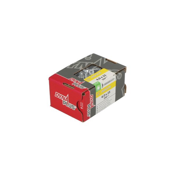 DynaPlus 0281.01.25101 Unischroef - TX20 - 4.0 X 25mm - Platkop - Voldraad - Verzinkt (200st) - Detailed view of the product