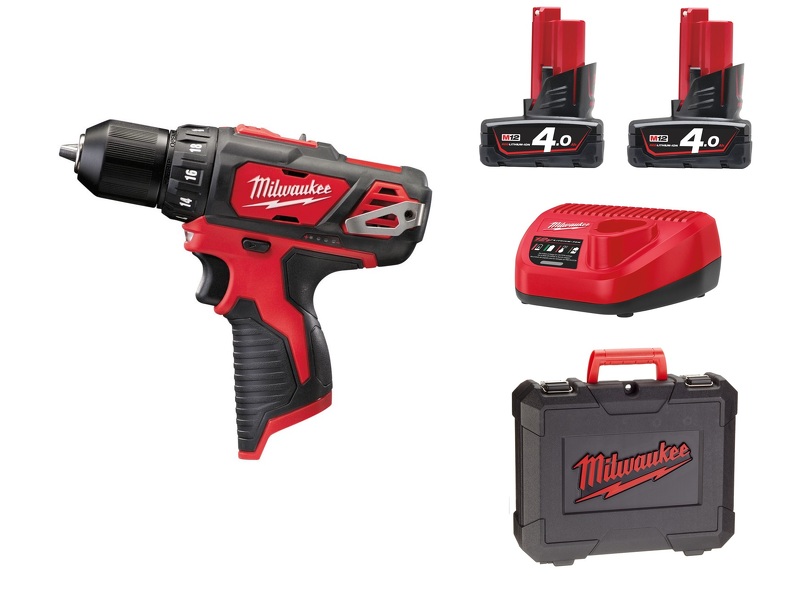 Milwaukee M12 BDD-402C 12V Li-Ion Accu Boor-/schroefmachine Set (2x 4.0Ah Accu) In Koffer EAN: 4002395002634