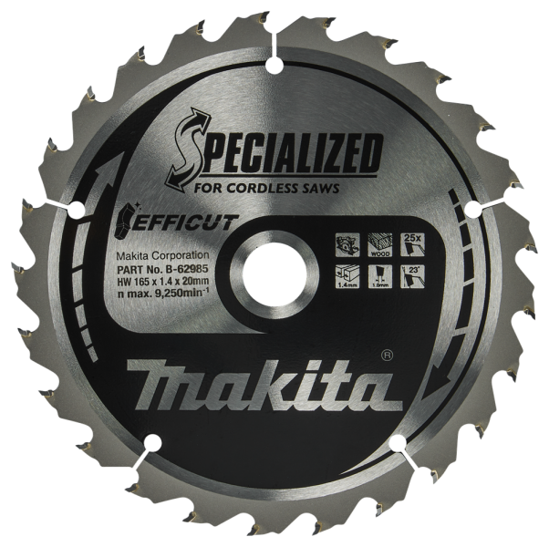 Makita B-62985 Cirkelzaagblad Hout - 165x20x1,4mm 25T - Detailed view of the product