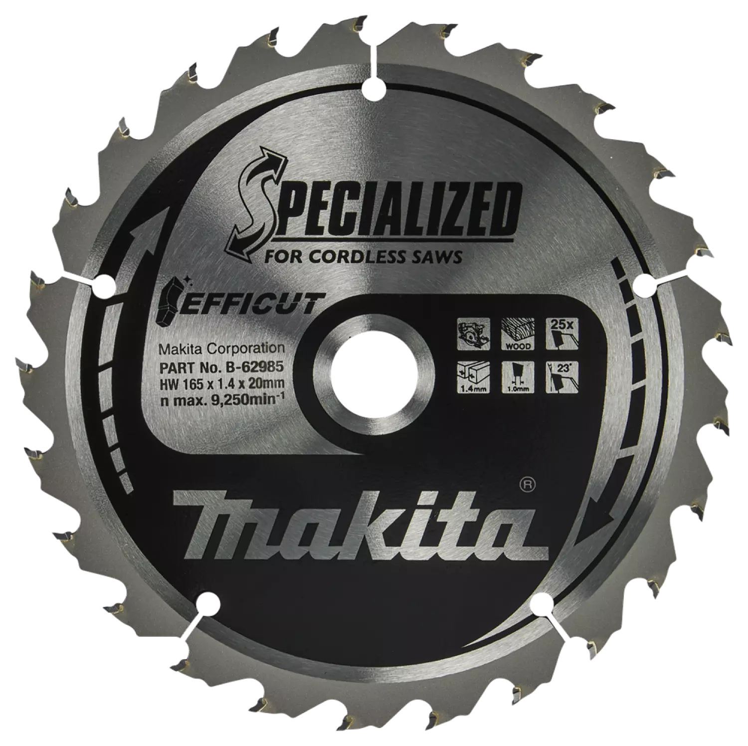 Makita B-62985 Cirkelzaagblad Hout - 165x20x1,4mm 25T thumbnail 4