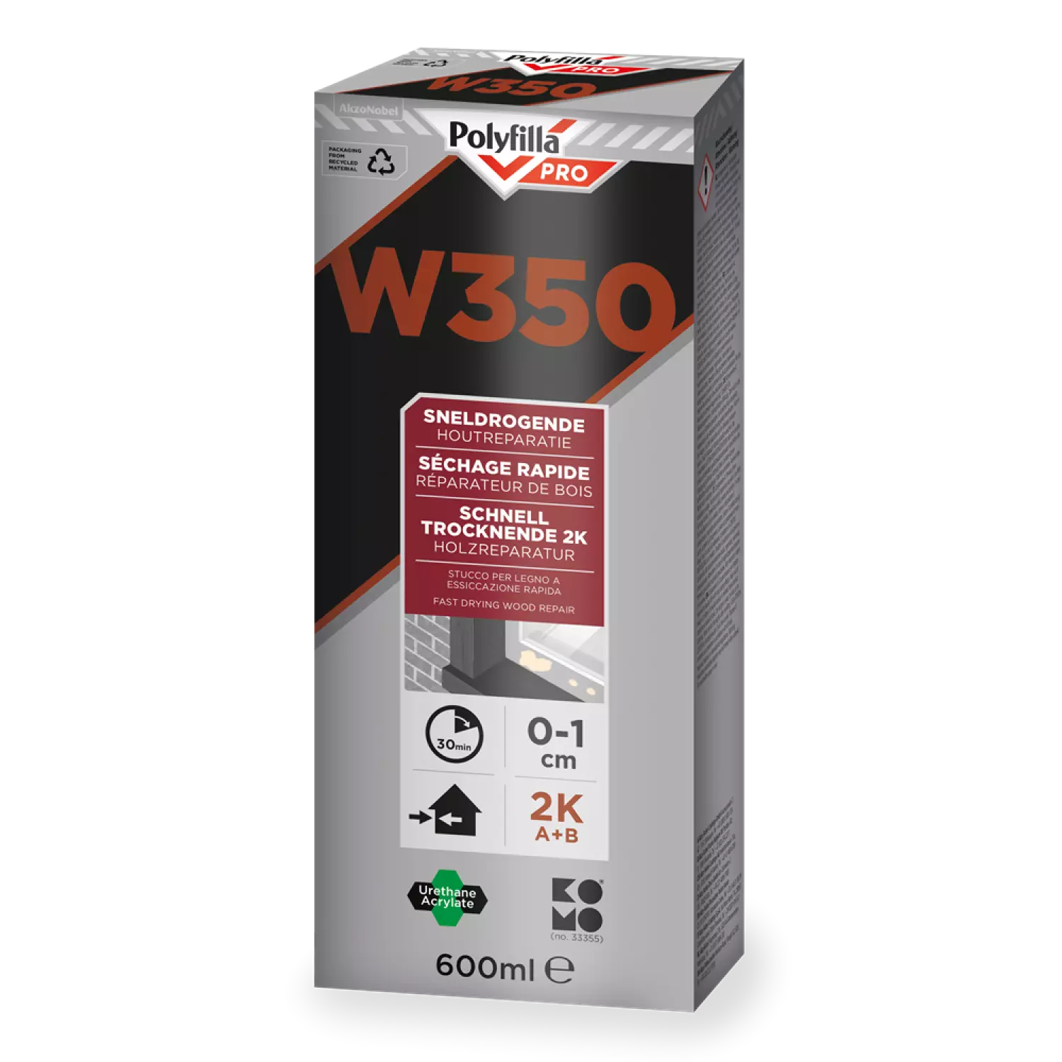 Polyfilla W350 2K Sneldrogende Houtreparatie - 0,6L