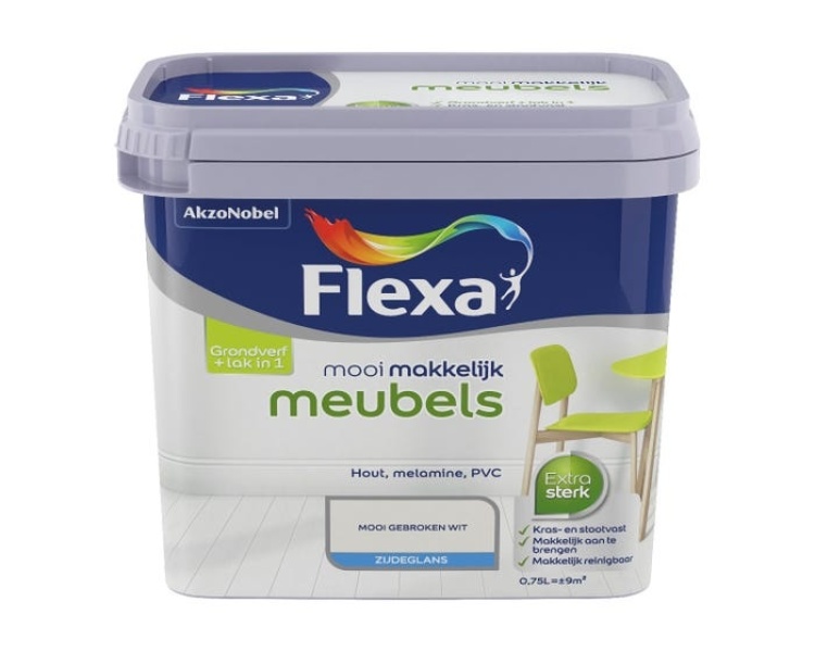 Flexa Mooi Makkelijk Meubels Zijdeglans - Gebroken Wit - 0,75L - Detailed view of the product