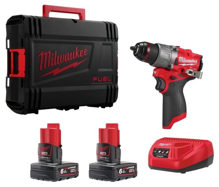 Milwaukee M12 FDD2-602X 12V Li-ion Accu Subcompacte Boormachine Set (2x 6.0Ah Accu) In HD Box EAN: 4058546376697