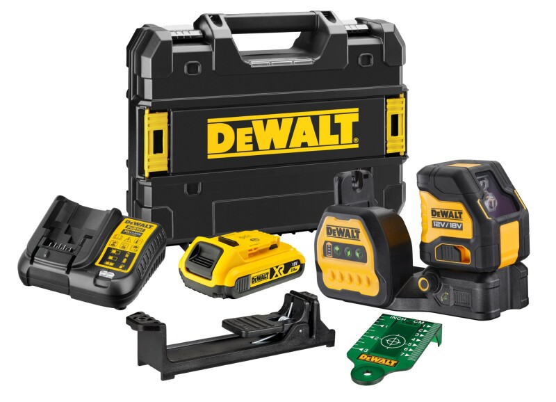 DeWALT DCE088D1G18 12V / 18V Li-ion XR Accu Zelfnivellerende Kruislijnlaser Set (1x 2.0Ah) In TSTAK Koffer - Groen EAN: 5054905296353