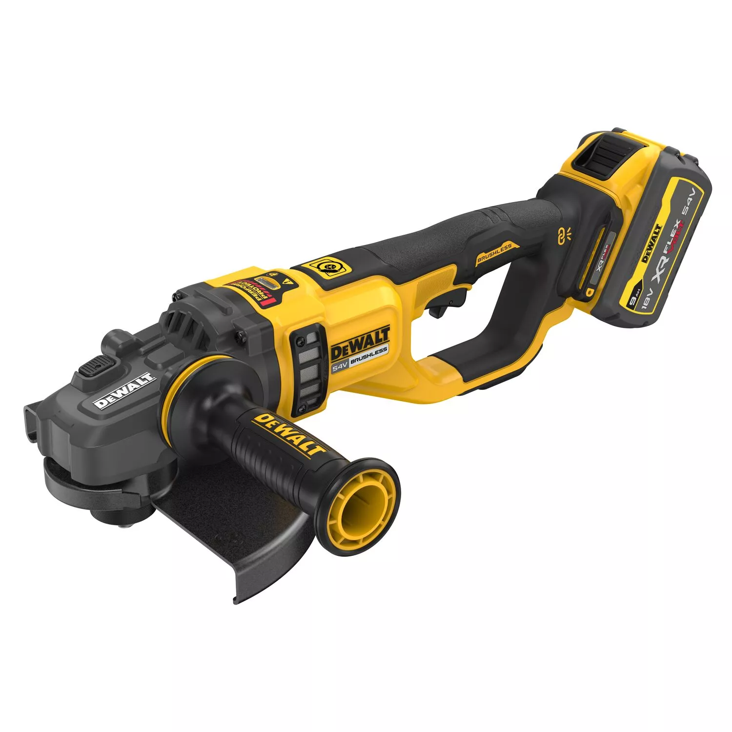 DeWALT DCG460X2 54V Flexvolt Li-ion Accu Haakse Slijper Set (2x 9.0Ah Accu) In Koffer - 230mm thumbnail 2