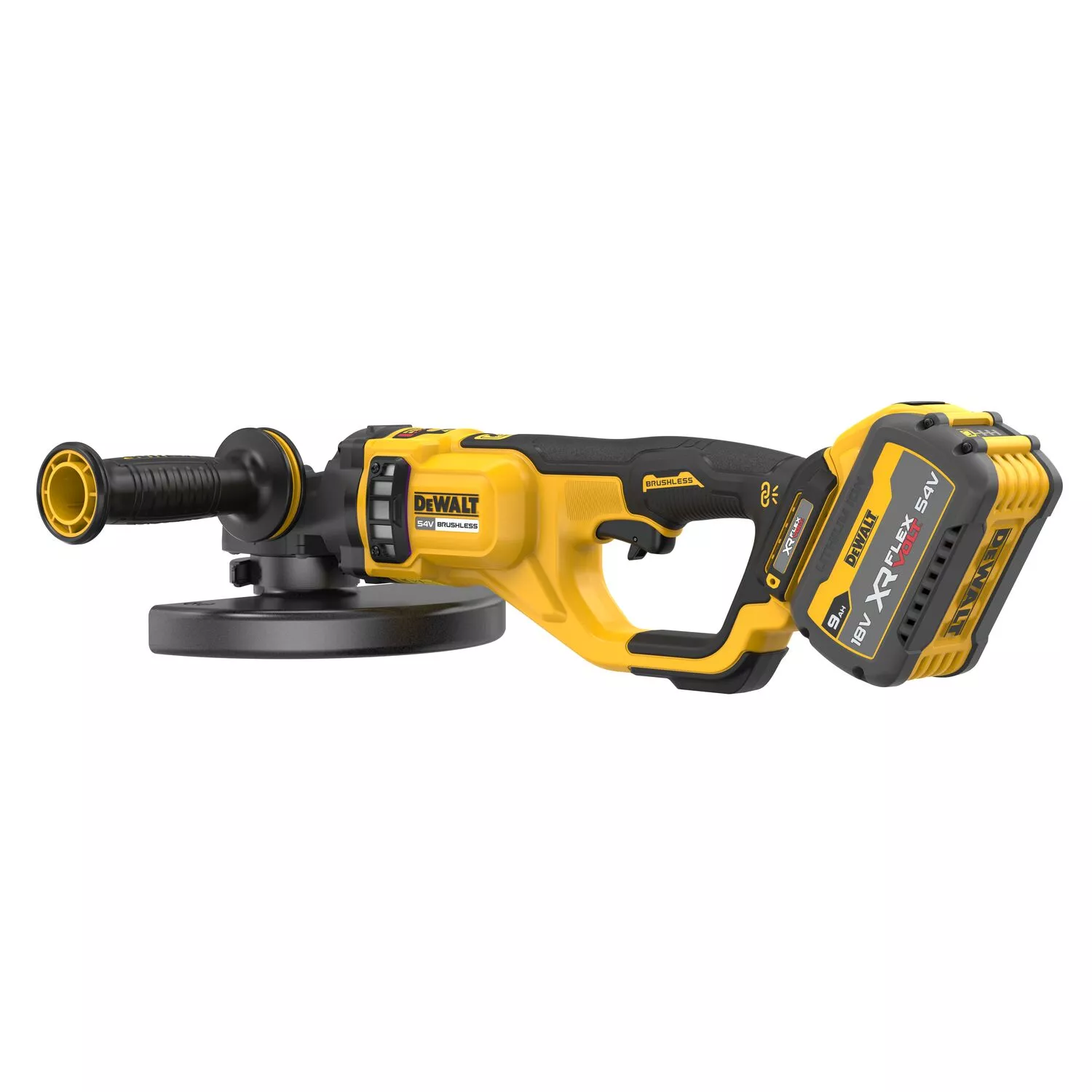DeWALT DCG460X2 54V Flexvolt Li-ion Accu Haakse Slijper Set (2x 9.0Ah Accu) In Koffer - 230mm thumbnail 4