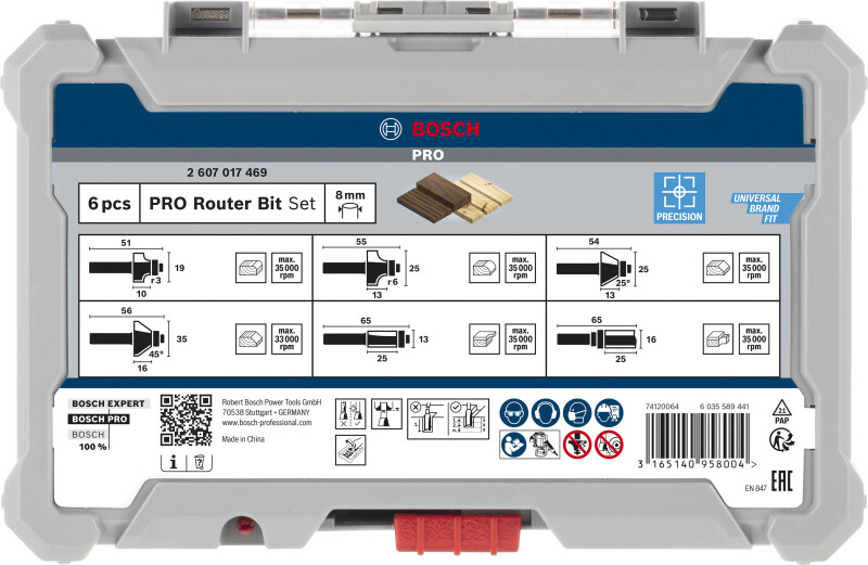 Bosch 2607017469 6-delige Frezenset In Cassette - Afronden En Profileren - 8mm - Detailed view of the product