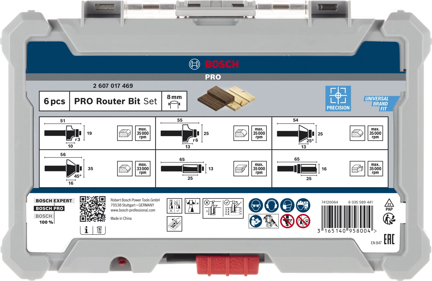 Bosch 2607017469 6-delige Frezenset In Cassette - Afronden En Profileren - 8mm thumbnail 3