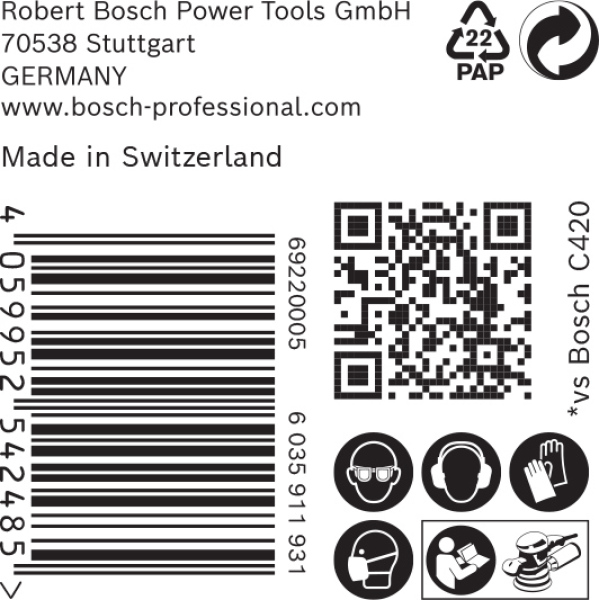 Bosch 2608900910 EXPERT Schuurvel C470 Best For Wood And Paint - 125mm - K80 - 8 Gaten (50st) - Detailed view of the product