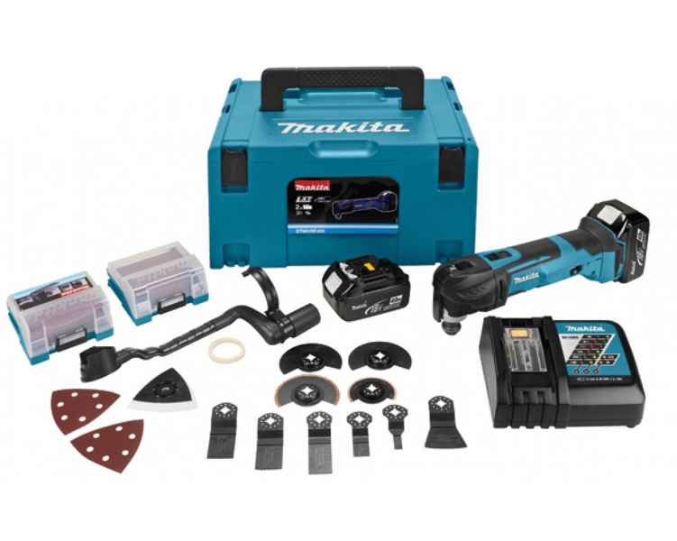 Makita DTM51RTJX3 18V Li-Ion Accu Multitool Set (2x 5.0Ah Accu) + 41 Delige Accessoireset In Mbox - Snelwissel EAN: 88381818537