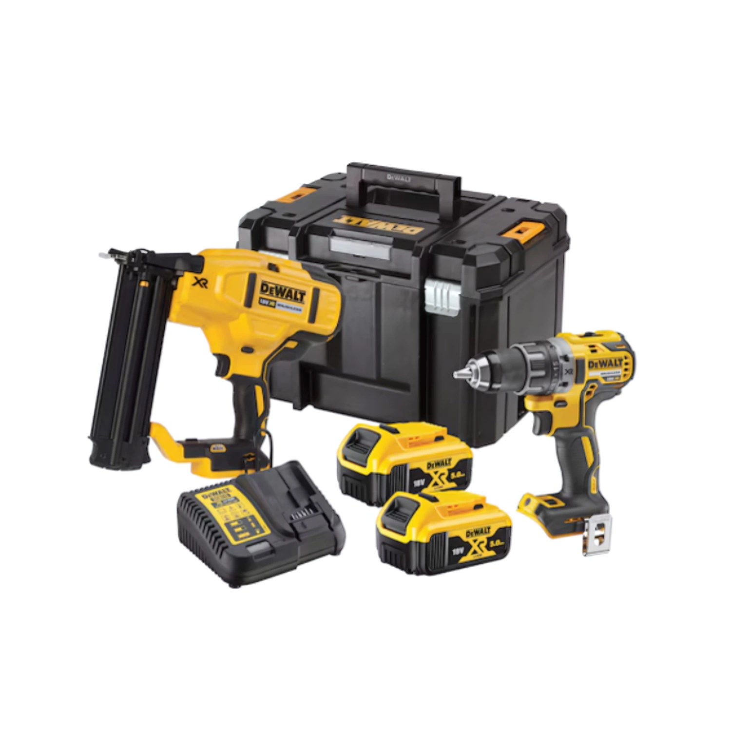 DeWALT DCK282P2T 18V Li-ion Accu Schroef-/boormachine (DCD791)&Afwerktacker (DCN680) Set (2x 5.0Ah Accu) In TSTAK
