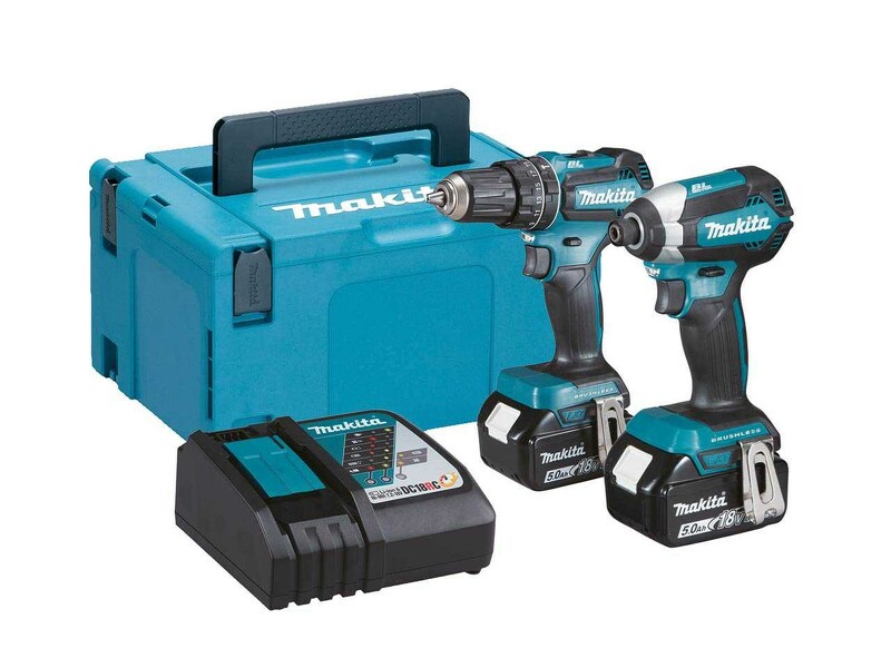 Makita DLX2283TJ 18V Li-Ion Accu Klopboor-/schroefmachine (DHP485)&Slagschroevendraaier (DTD153) Combiset (2x 5,0Ah Accu) In Mbox - Koolborstelloos EAN: 88381870603