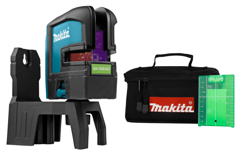 Makita SK106GDZ 10.8V Li-Ion Accu Kruislijnlaser Body In Tas - 2 Lijnen - 35m - Groen EAN: 88381851923