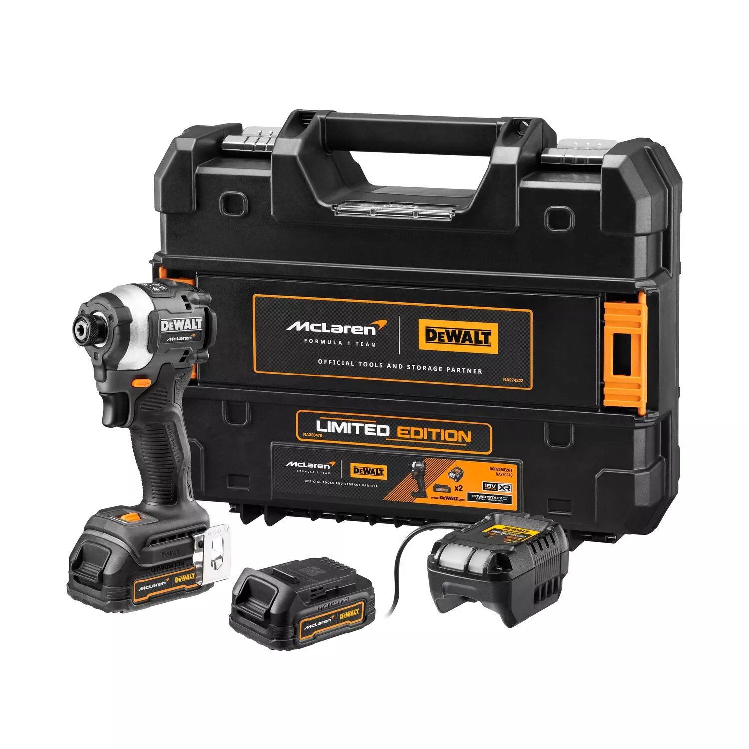 DeWALT DCF85ME2GT 18V Li-ion Accu Compacte Slagschroevendraaier Set (2x 1.7Ah Accu) In TSTAK - McLaren Edition