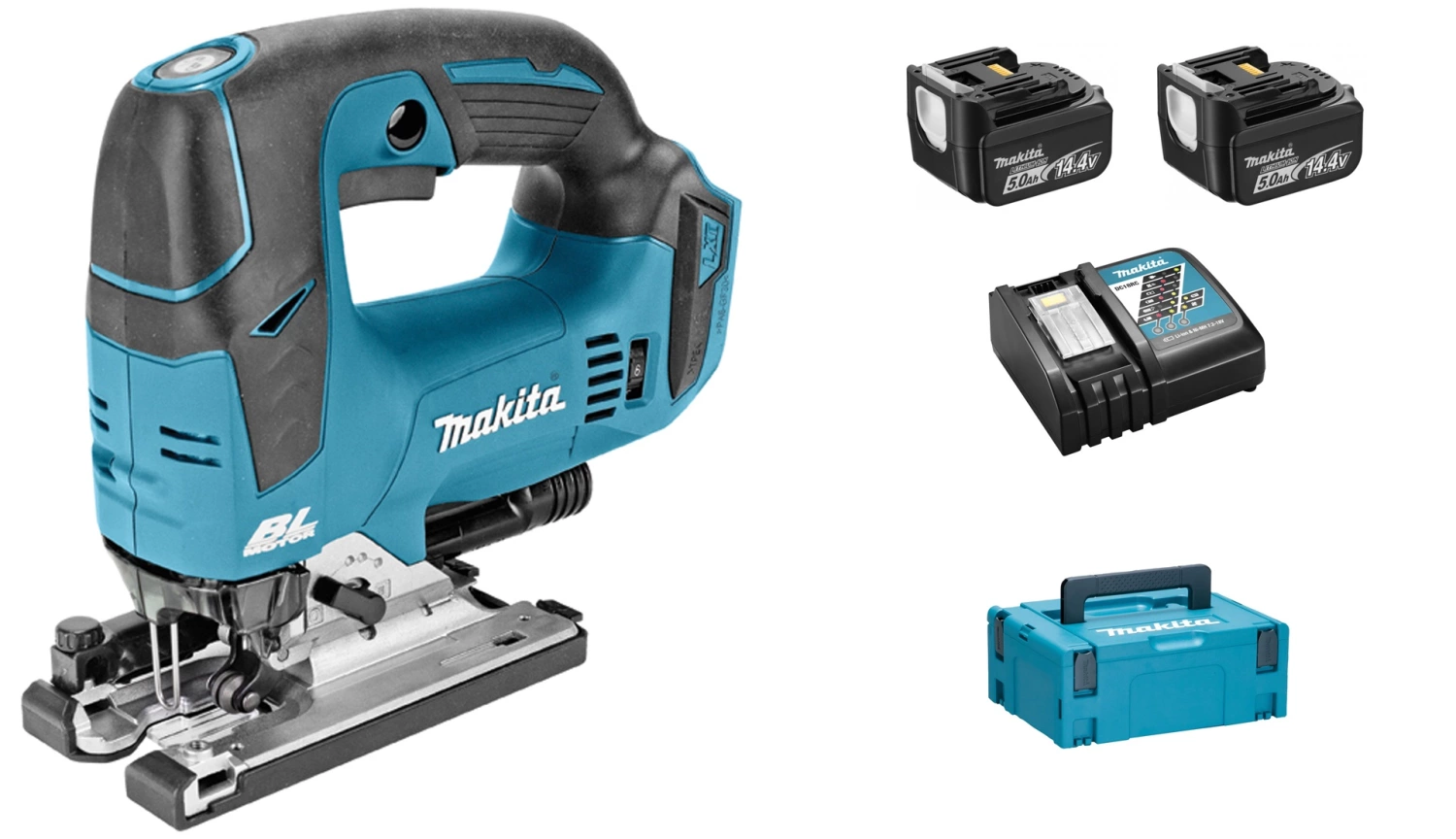 Makita DJV142RTJ 14.4V Li-Ion Accu Decoupeerzaag Set (2x 5.0Ah Accu) In Mbox - D-greep - Variabel - Koolborstelloos