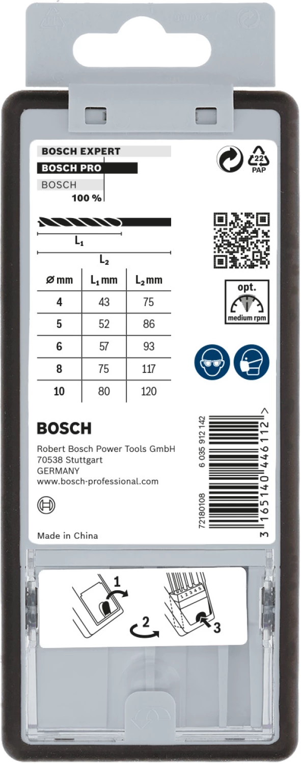 Bosch 2607010527 5-delige Robust Line Houtspiraalboor Set In Cassette - 4-10mm thumbnail 3