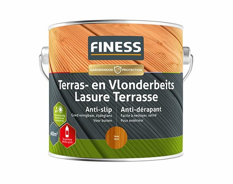 Finess terras- en vlonderbeits anti-slip teak - 2,5 liter