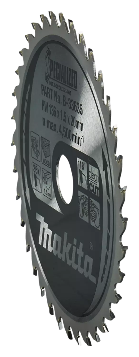 Makita B-33635 Cirkelzaagblad - Hout - Specialized - 136x20x1,5mm - 36T thumbnail 3