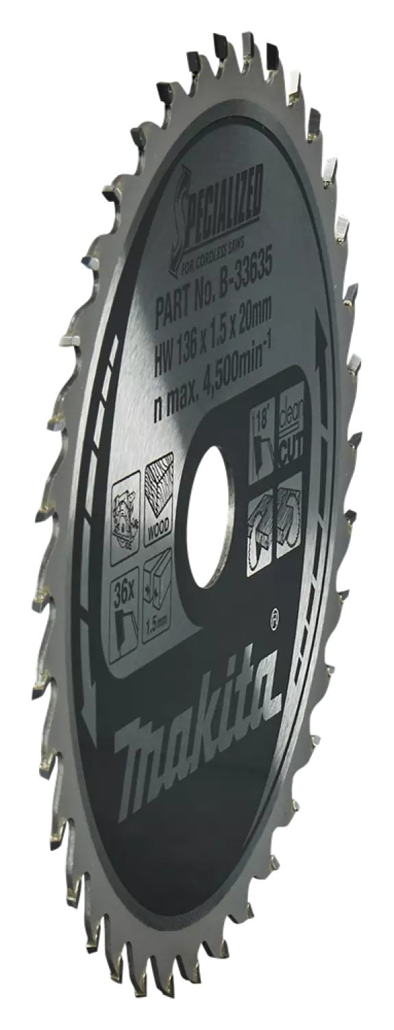 Makita B-33635 Cirkelzaagblad - Hout - Specialized - 136x20x1,5mm - 36T