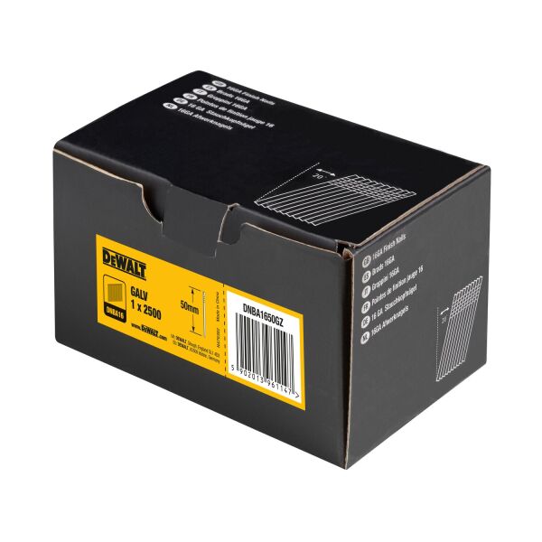 DeWALT DNBA1650GZ Gegalvaniseerde Brads Schuin 20° - 16 Gauge - 1.6x50mm (2500st) - Detailed view of the product