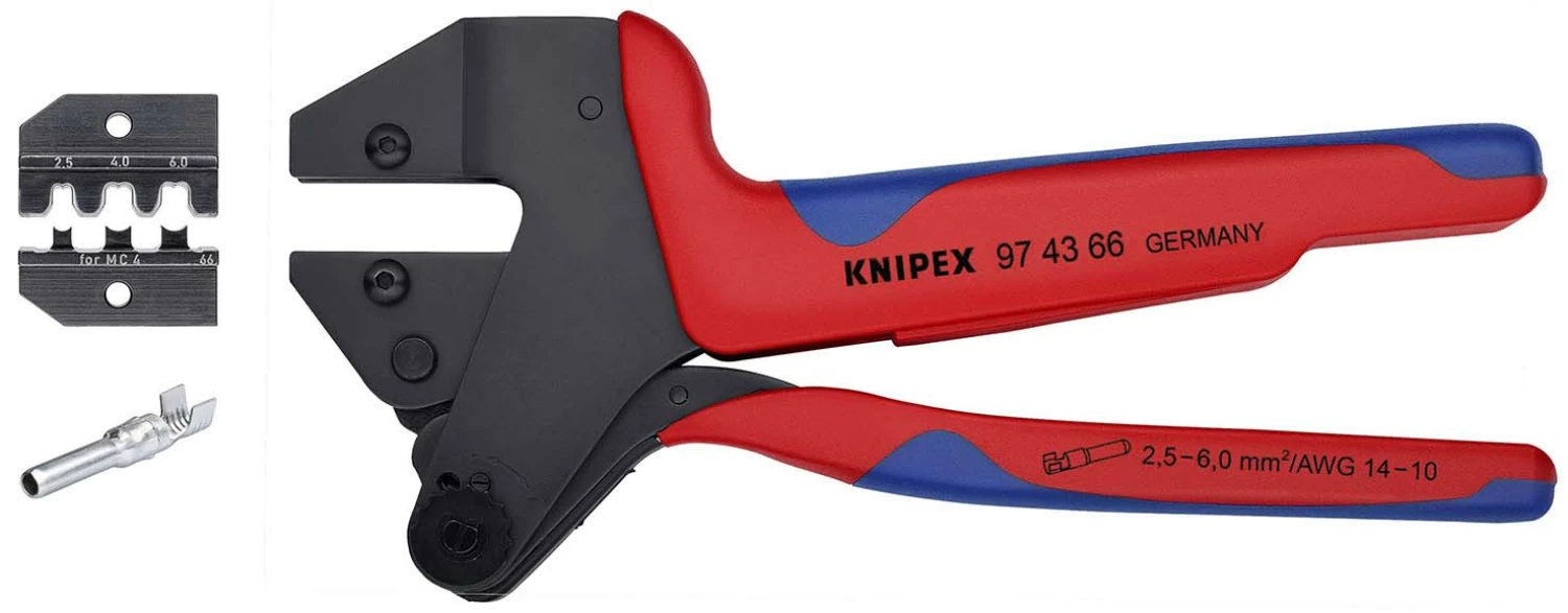Knipex 97 43 66 MC4 Krimptang Voor Verwisselbare Krimpprofielen - 2.5 / 4 / 6mm thumbnail 2