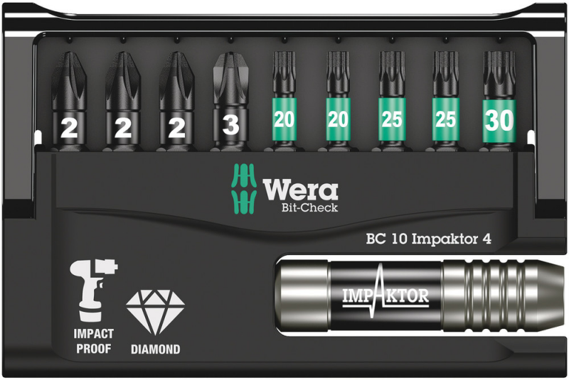 Wera 5057417001 10-delige Bit-Check Impaktor Bitset - Detailed view of the product