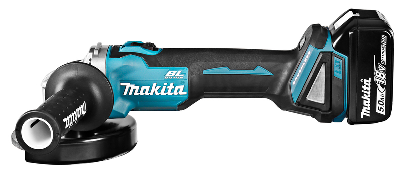 Makita DGA504RTJ 18V Li-Ion Accu Haakse Slijper Set (2x 5.0Ah Accu) In Mbox - 125mm - Koolborstelloos - Detailed view of the product